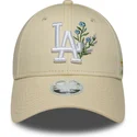 petten-gebogen-beige-verstelbaar-9forty-floral-icon-van-los-angeles-dodgers-mlb-van-new-era
