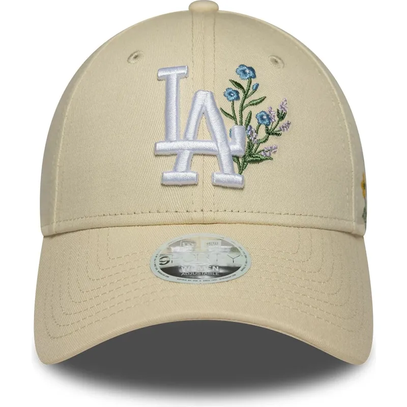 petten-gebogen-beige-verstelbaar-9forty-floral-icon-van-los-angeles-dodgers-mlb-van-new-era