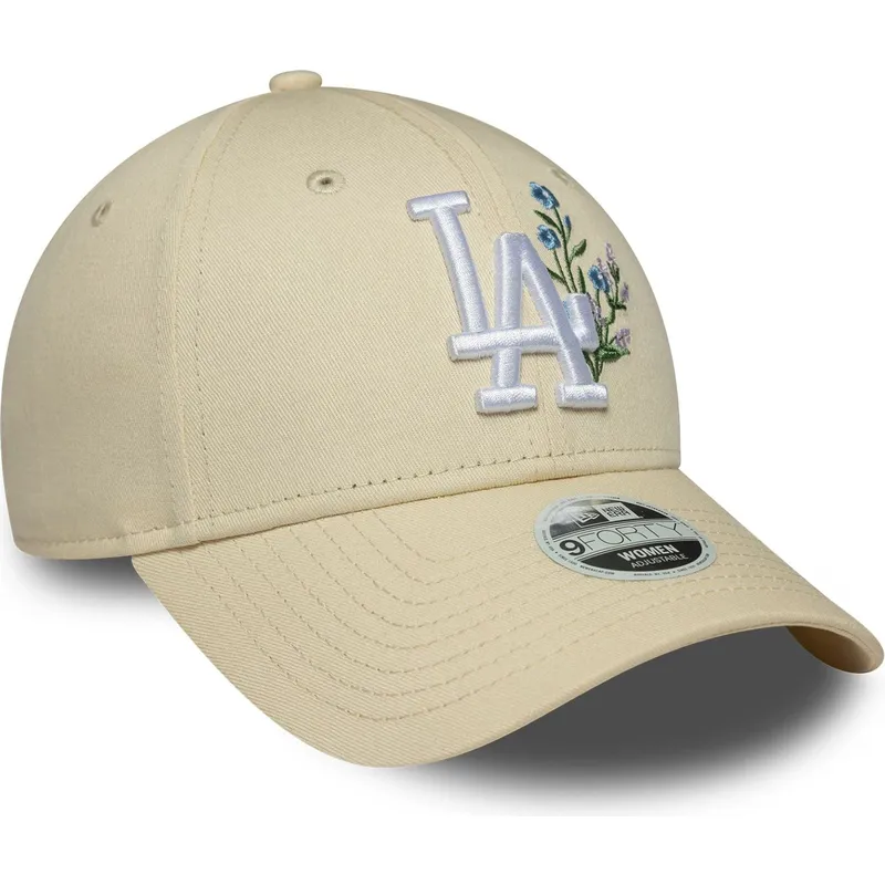 petten-gebogen-beige-verstelbaar-9forty-floral-icon-van-los-angeles-dodgers-mlb-van-new-era