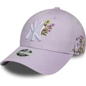 new-era-new-york-yankees-mlb-9forty-floral-icon-justerbar-lilla-kvindekasket-med-buet-skygge