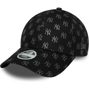 New Era 9FORTY New York Yankees MLB Monogram verstellbare schwarze Damen-Cap mit gebogenem Schirm