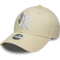 justerbar-beige-bojd-keps-for-kvinnor-9forty-beaded-new-york-yankees-mlb-fran-new-era