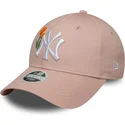 verstellbare-rosa-damenkappe-mit-gebogenem-schirm-9forty-beaded-new-york-yankees-mlb-von-new-era