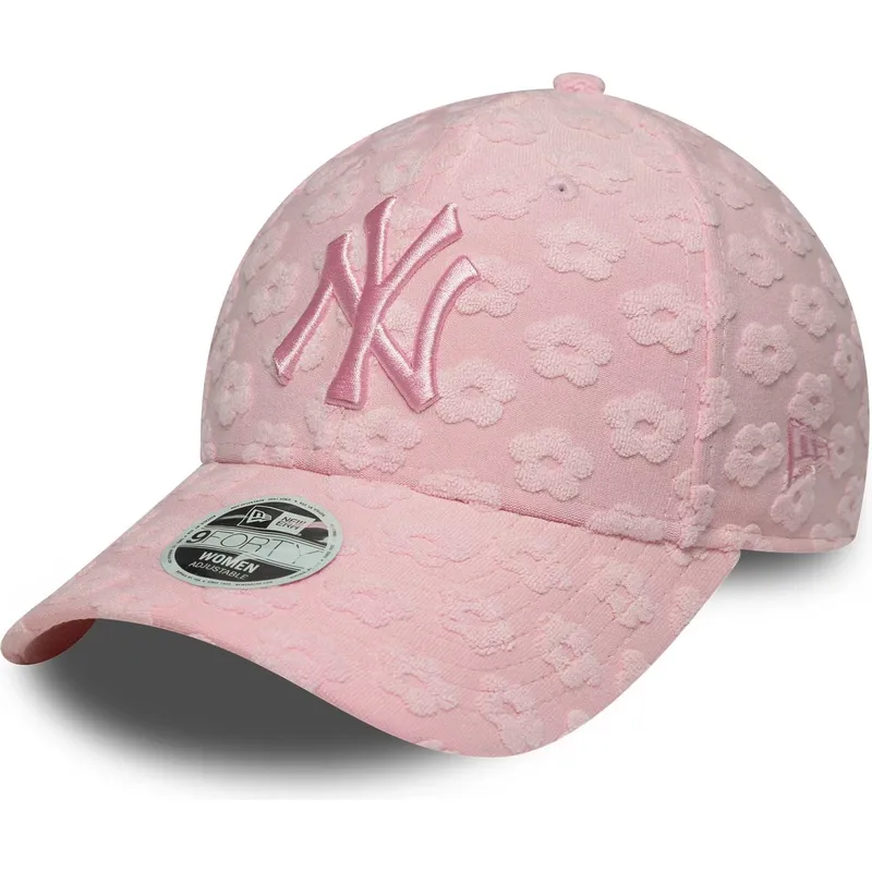 rozowa-regulowana-czapka-z-zakrzywionym-daszkiem-dla-kobiet-9forty-floral-towelling-new-york-yankees-mlb-new-era