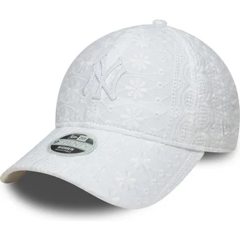 Petten gebogen wit verstelbare band 9TWENTY Broderie van New York Yankees MLB van New Era