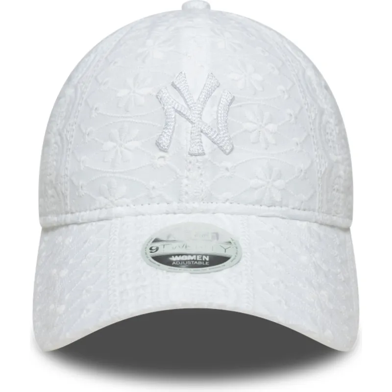 petten-gebogen-wit-verstelbaar-9twenty-broderie-van-new-york-yankees-mlb-van-new-era