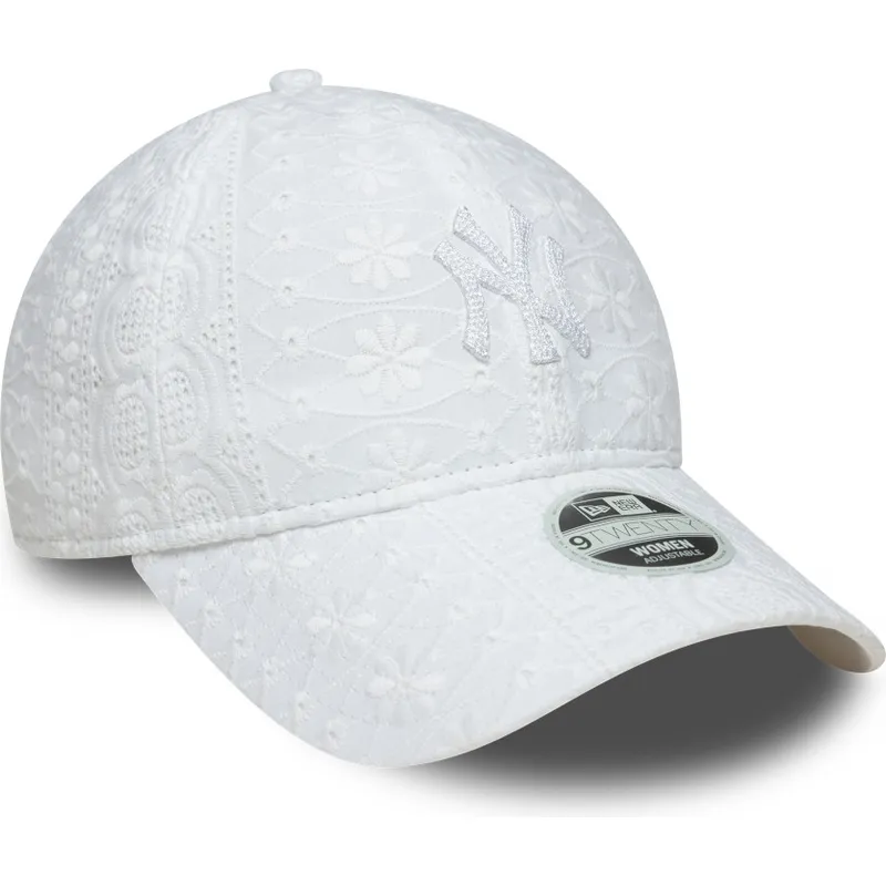 petten-gebogen-wit-verstelbaar-9twenty-broderie-van-new-york-yankees-mlb-van-new-era