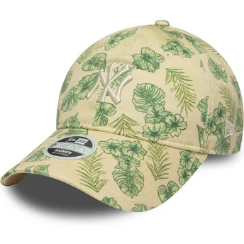 Petten gebogen beige verstelbare band 9TWENTY All Over Print Tropical van New York Yankees MLB van New Era