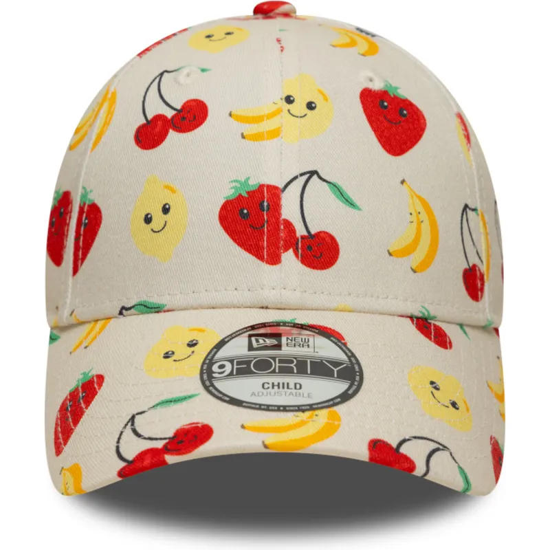 buet-beige-justerbar-kasket-til-dreng-9forty-all-over-print-fruit-fra-new-era
