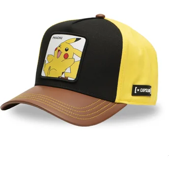 Czapka z daszkiem czarna, żółta i brązowa snapback Pikachu PMK6 PIK Pokémon od Capslab