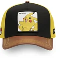 cappellino-curvo-nero-giallo-e-marrone-snapback-pikachu-pmk6-pik-pokemon-di-capslab