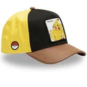cappellino-snapback-nero-giallo-e-marrone-con-visiera-curva-pikachu-pmk6-pik-pokemon-di-capslab
