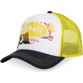 Hvid, gul og sort trucker-kasket PATCH fra Von Dutch x Schott NYC