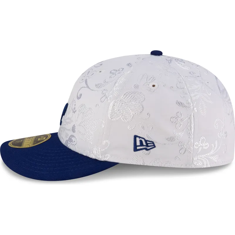 weisse-und-blaue-anliegende-flat-cap-59fifty-day-low-profile-der-los-angeles-dodgers-mlb-von-new-era