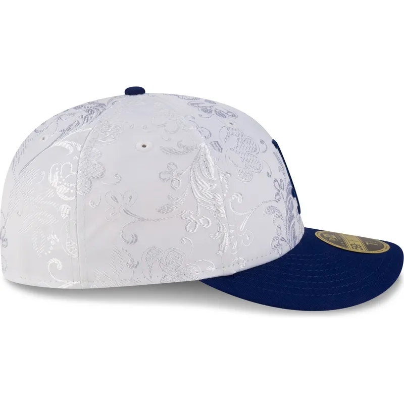 weisse-und-blaue-anliegende-flat-cap-59fifty-day-low-profile-der-los-angeles-dodgers-mlb-von-new-era