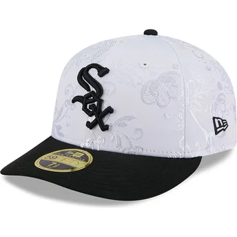 New Era Flat Brim 59FIFTY Day Low Profile Chicago White Sox MLB White and Black Fitted Cap