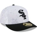 gorra-plana-blanca-y-negra-ajustada-59fifty-day-low-profile-de-chicago-white-sox-mlb-de-new-era