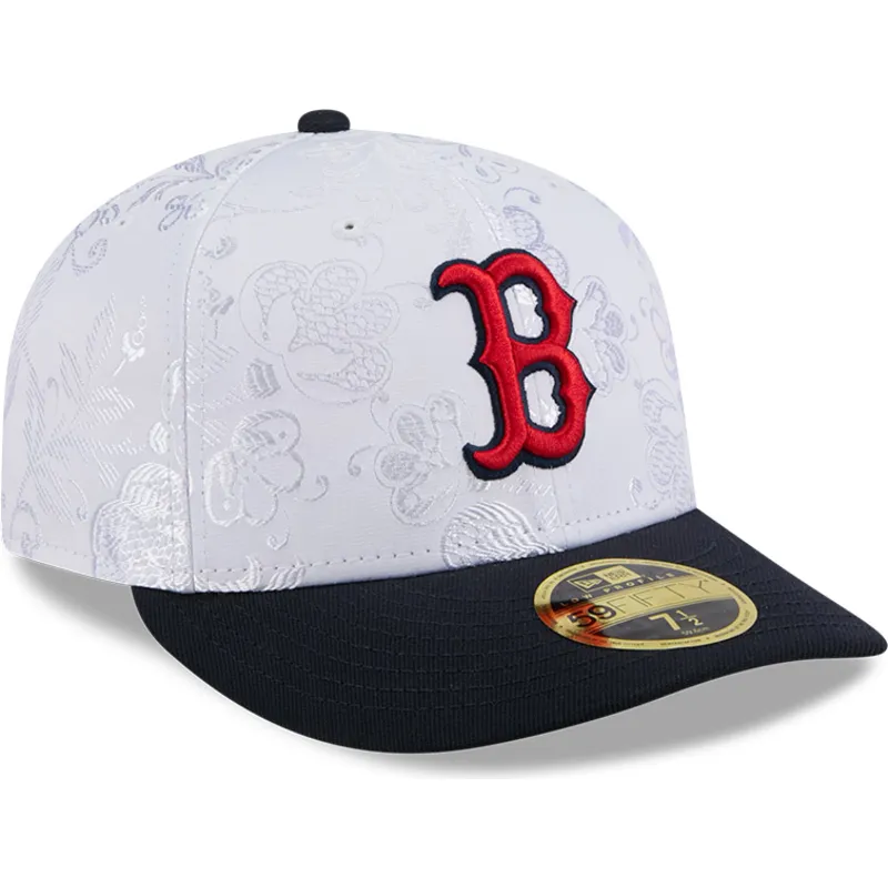cappello-piatto-blu-marino-e-bianco-regolato-59fifty-day-low-profile-di-boston-red-sox-mlb-di-new-era
