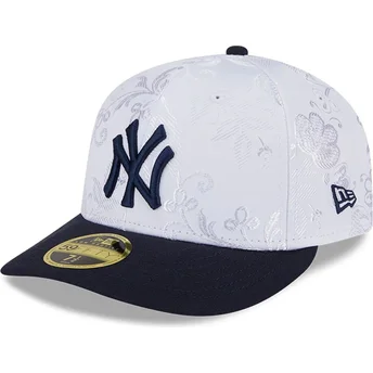 New York Yankees MLB 59FIFTY Day Low Profile marineblå og hvid justerbar flad kasket fra New Era