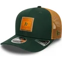 gron-och-brun-9seventy-stretch-snap-debossed-logo-oakland-athletics-mlb-truckerkeps-fran-new-era