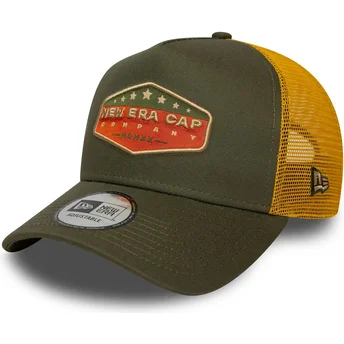 Gorra trucker verde y amarilla A Frame Cotton Patch de New Era