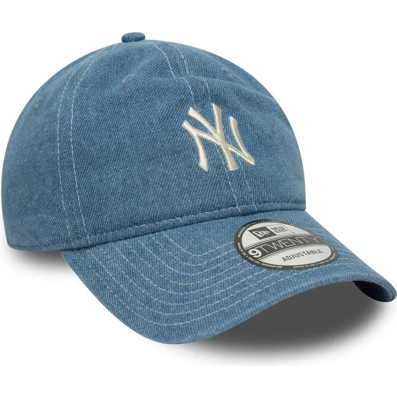 petten-gebogen-blauw-verstelbaar-9twenty-denim-van-new-york-yankees-mlb-van-new-era