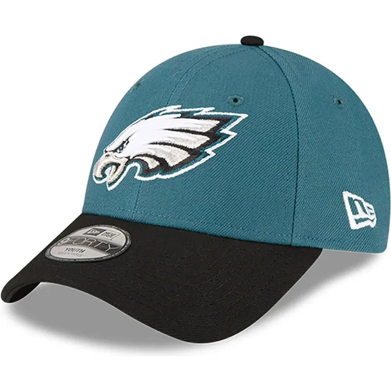 grune-und-schwarze-verstellbare-gebogene-kappe-fur-kinder-9forty-the-league-der-philadelphia-eagles-nfl-von-new-era