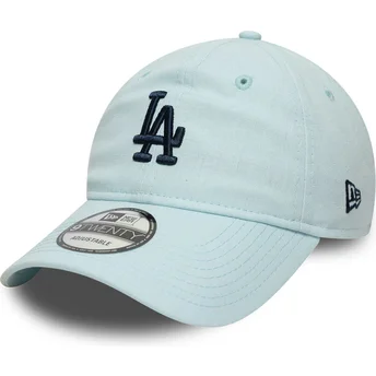Niebieska zakrzywiona czapka z regulacją z granatowym logo 9TWENTY Linen Los Angeles Dodgers MLB New Era