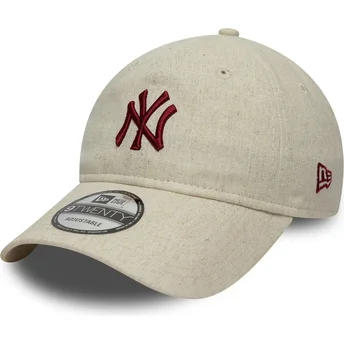 Gorra curva beige ajustable 9TWENTY Linen de New York Yankees MLB de New Era