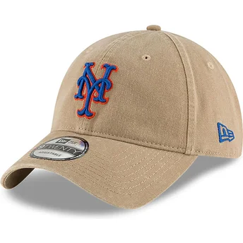 Gorra curva beige ajustable 9TWENTY Core Classic de New York Mets MLB de New Era