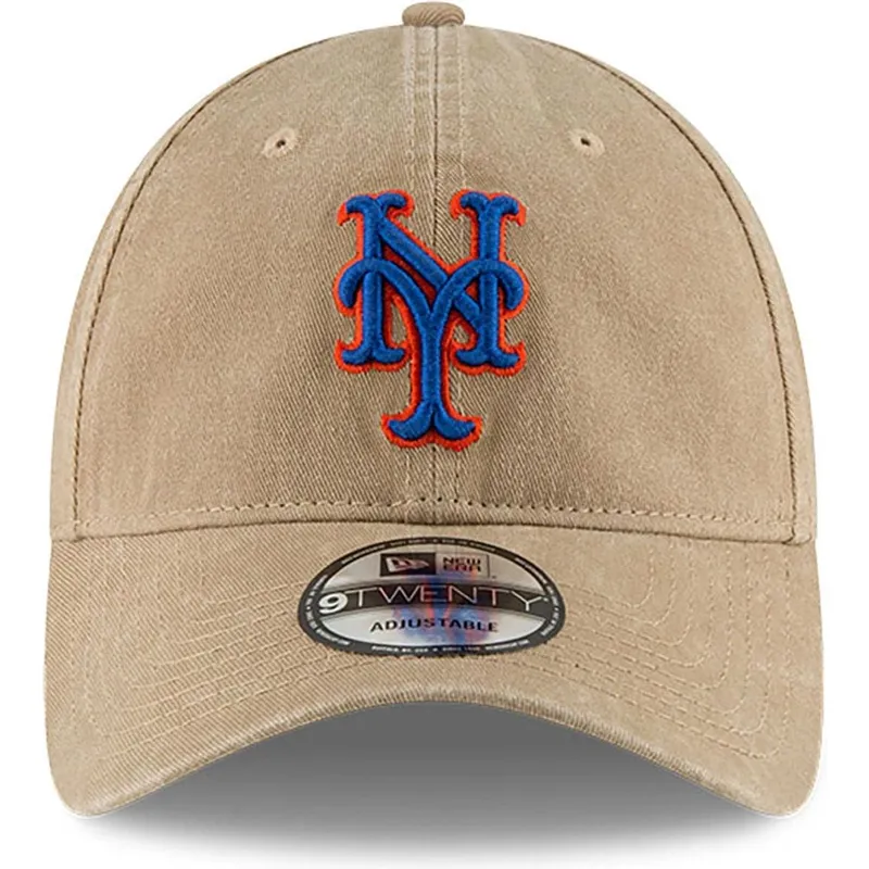 beige-verstellbare-curved-cap-9twenty-core-classic-der-new-york-mets-mlb-von-new-era