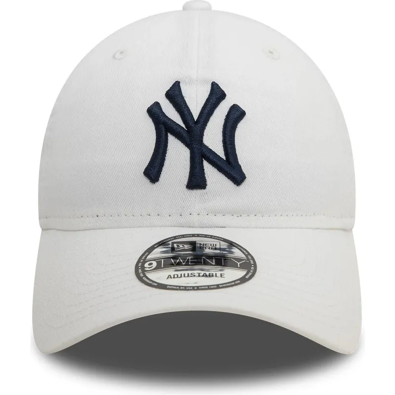 vit-justerbar-kurvad-keps-med-bla-logotyp-9twenty-core-classic-fran-new-york-yankees-mlb-av-new-era