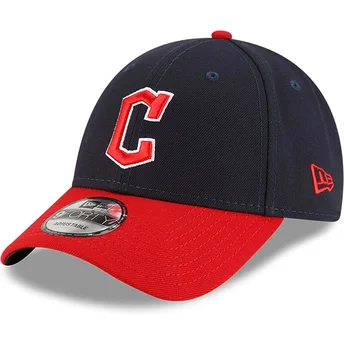 New Era Curved Brim 9FORTY The League Cleveland Guardians MLB Navy Blue and Red Adjustable Cap