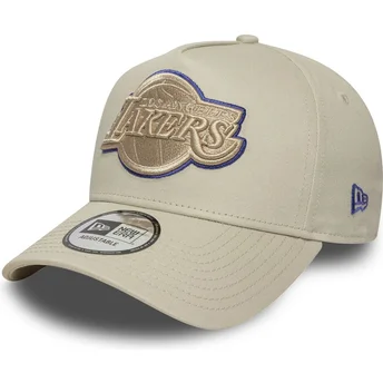 Καπέλο καμπύλο μπεζ snapback με λογότυπο μπεζ E Frame Tonal Outline των Los Angeles Lakers NBA από τη New Era