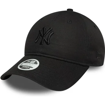 Gorra curva negra ajustable para mujer con logo negro 9TWENTY Bow Back de New York Yankees MLB de New Era