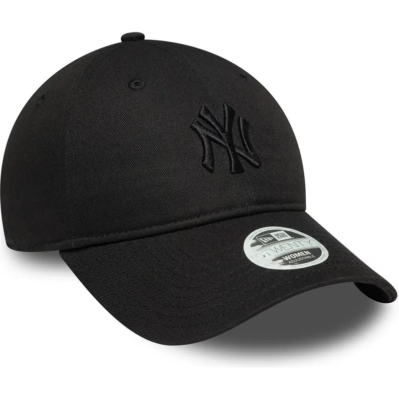 svart-bojd-justerbar-keps-for-dam-med-svart-logotyp-9twenty-bow-back-fran-new-york-yankees-mlb-av-new-era