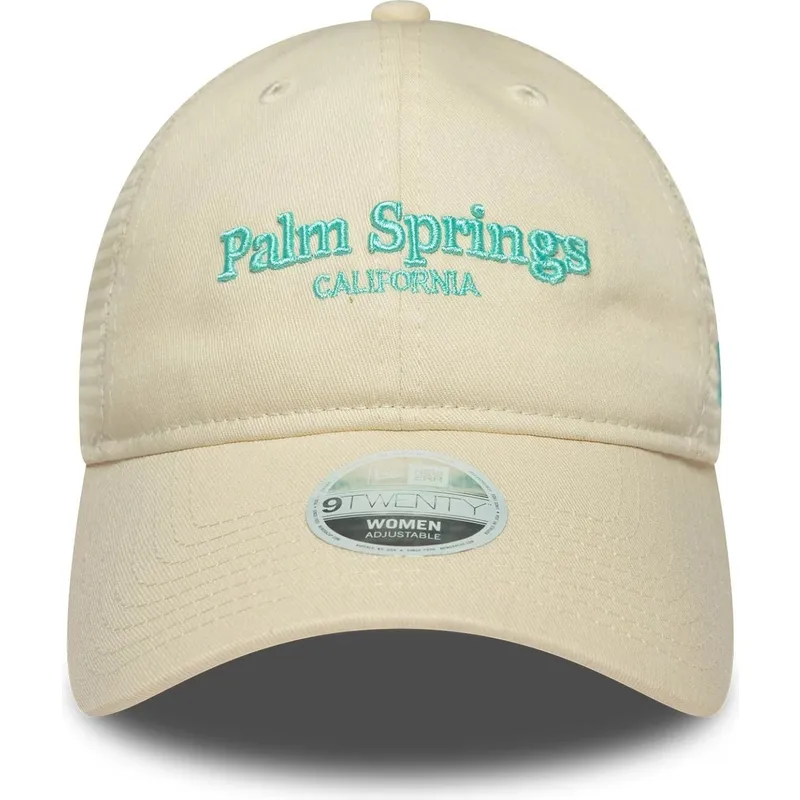 beige-justerbar-trucker-kasket-til-kvinder-9twenty-city-fra-palm-springs-byer-og-strande-fra-new-era
