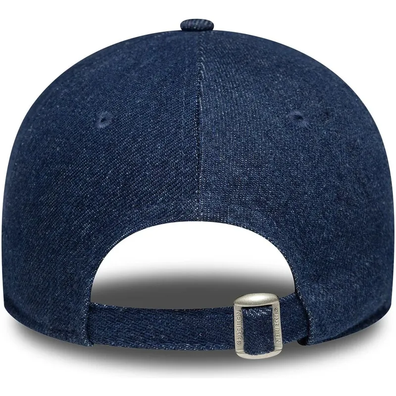 marinebla-justerbar-buet-kasket-til-kvinder-9twenty-denim-fra-new-york-yankees-mlb-fra-new-era