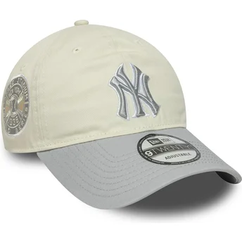 Beżowo-szara regulowana czapka z zakrzywionym daszkiem dla kobiet 9TWENTY World Series Cooperstown New York Yankees MLB New Era