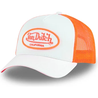 Czapka trucker biała i pomarańczowa FLUO04 CT od Von Dutch