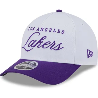 Hvid og violet buet snapback-kasket 9FORTY M-Crown Draft 2025 fra Los Angeles Lakers NBA fra New Era