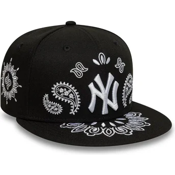 New Era New York Yankees MLB 59FIFTY svart justerbar platt keps med paisleymönster