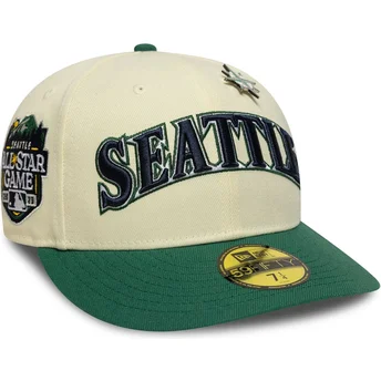 New Era Curved Brim 59FIFTY All Star Game Pin Seattle Mariners MLB Beige and Green Fitted Cap