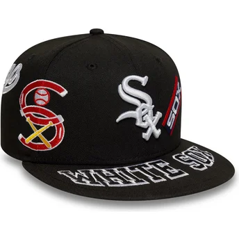 Casquette plate noire ajustée 59FIFTY All Over Chicago...