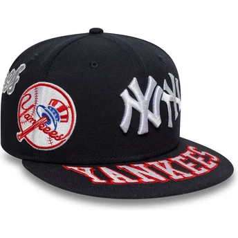 New Era Flat Brim 59FIFTY All Over New York Yankees MLB Navy Blue Fitted Cap