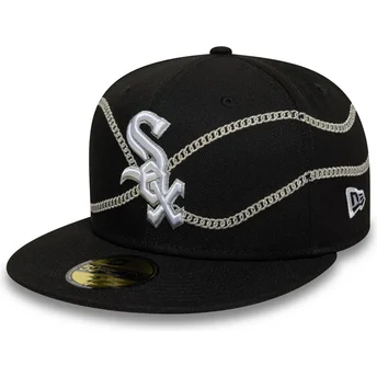 Casquette plate noire ajustée 59FIFTY Chain Wrap Chicago White Sox MLB New Era