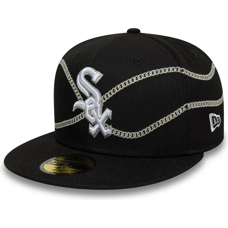 petten-plat-zwart-fitted-59fifty-chain-wrap-van-chicago-white-sox-mlb-van-new-era