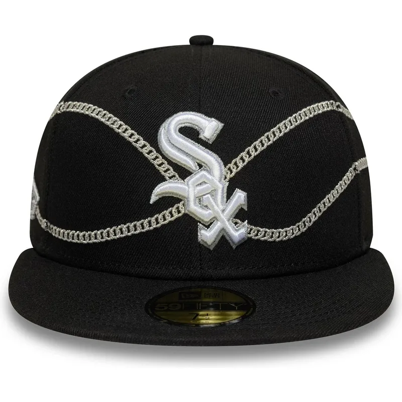 petten-plat-zwart-fitted-59fifty-chain-wrap-van-chicago-white-sox-mlb-van-new-era