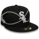 petten-plat-zwart-fitted-59fifty-chain-wrap-van-chicago-white-sox-mlb-van-new-era