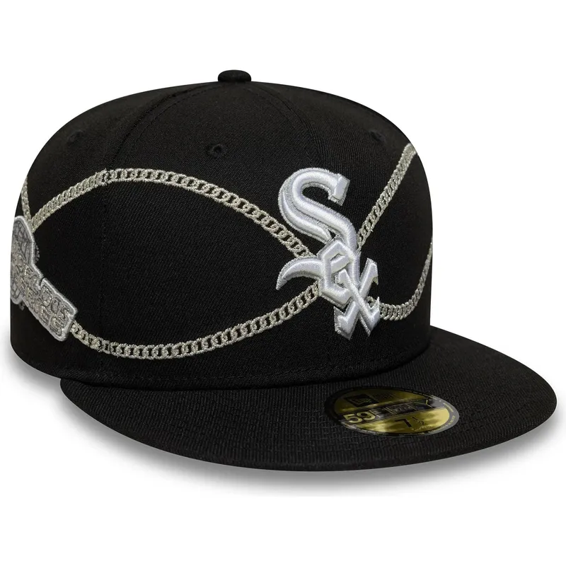 petten-plat-zwart-fitted-59fifty-chain-wrap-van-chicago-white-sox-mlb-van-new-era
